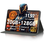 Android 15 Tablet 12 inch, AI Tablet 2K Display, Tablets with Case & 20W PD Charger, 20GB RAM 128GB RAM 1TB Expand, 8000 mAh, Octa-Core A733 Up to 2.0GHZ, WiFi 6, BT5.0, Support GMS Widevine L1