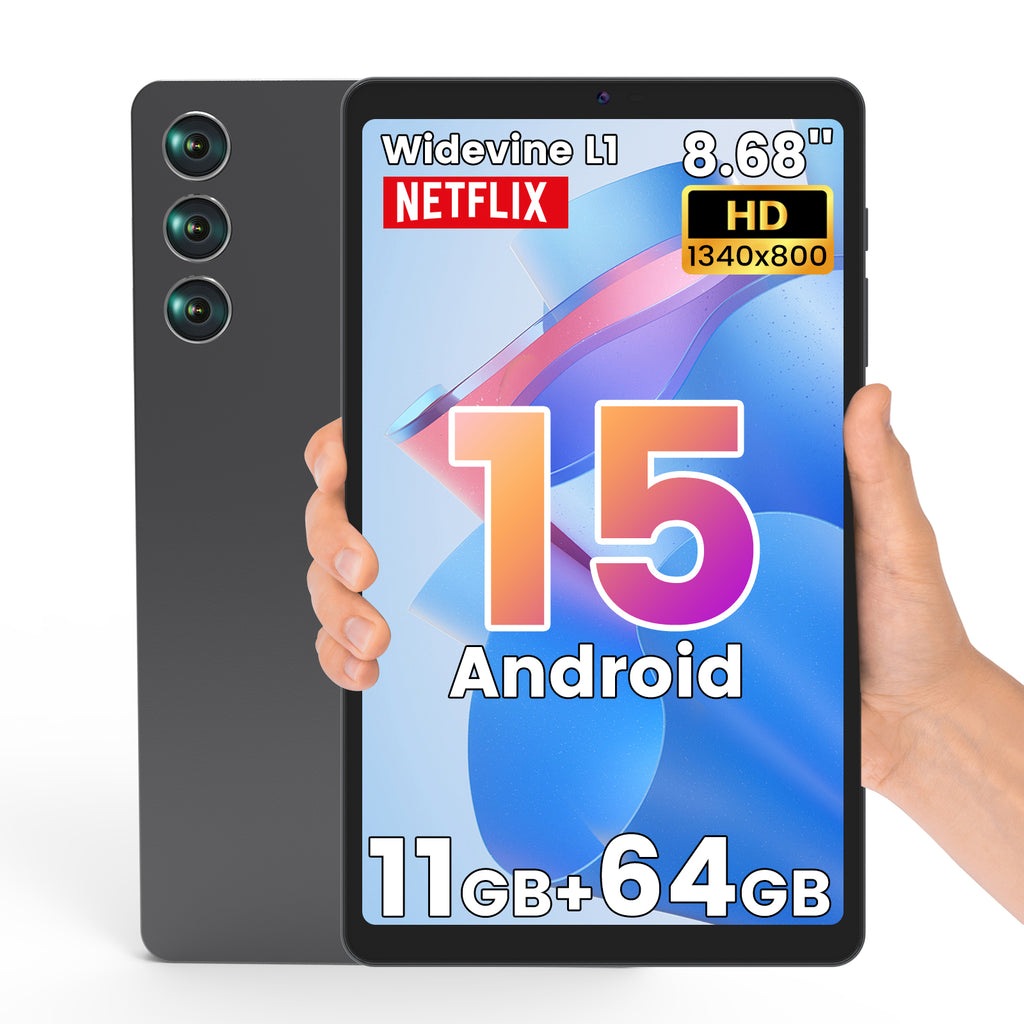 Mini Tablet 8.7 inch, Android Tablet with 5000mAh, Wi-Fi 6 & BT5.0, Tablets 11GB RAM & 64GB ROM 1TB Expandable, Tablet Computer with IPS HD Display, Support GPS, GMS, Widevine L1, Parent Control