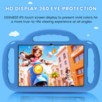 Azeyou Kids Tablet 10 Inch Android 15 Tablets for Kids, 12GB RAM 64GB ROM (1TB Expandable) with Case, 6000mAh Battery, Quad-Core Processor, Parental Control, Dual Camera, WiFi HD Screen, Blue