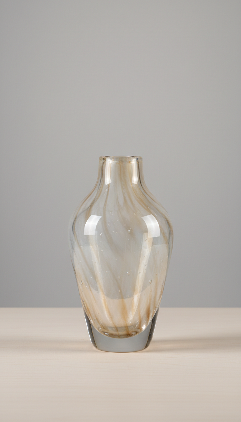 Hand-Blown Glass Vase with Tapered Neck