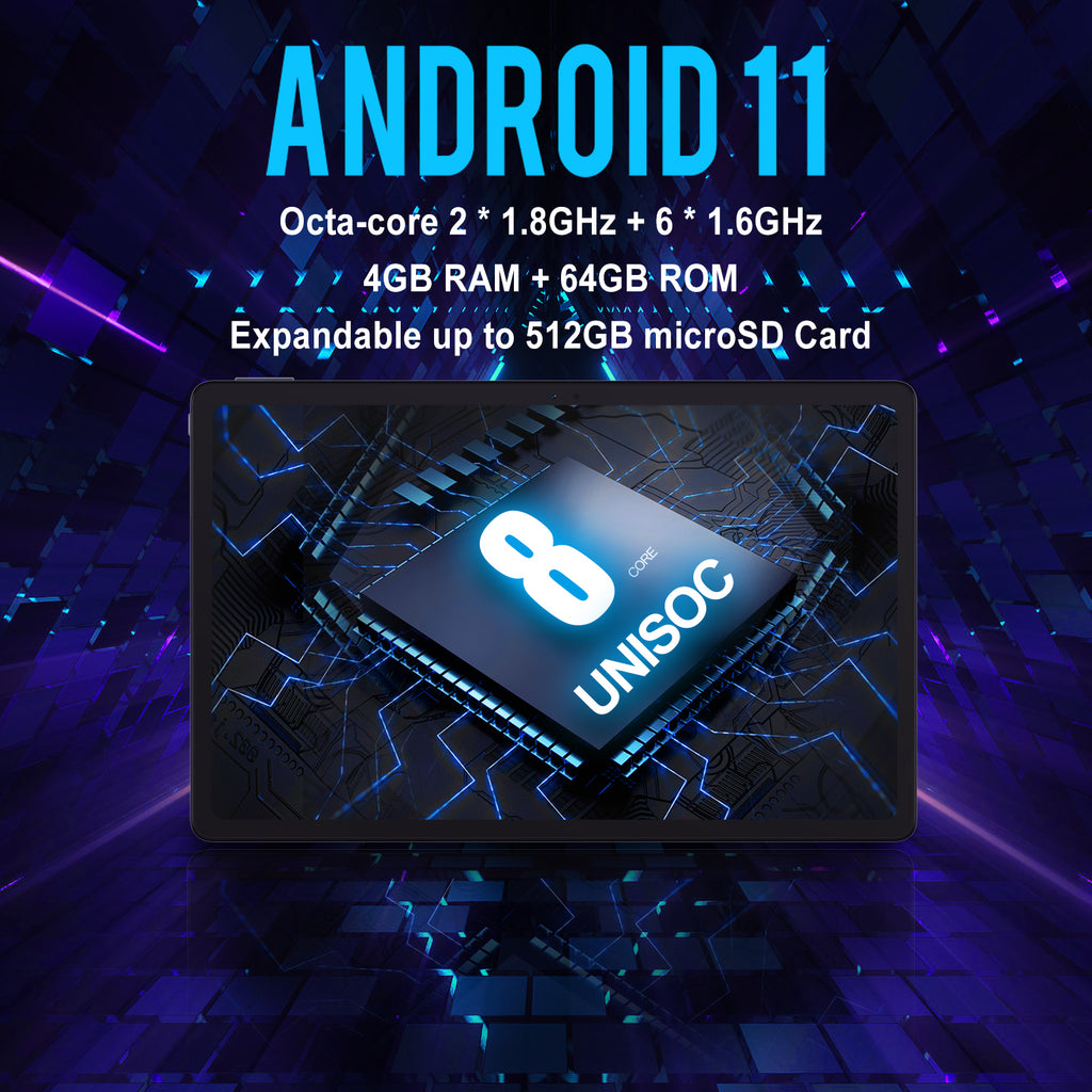 10.36 inch 4G LTE Android 11 Tablet with 4GB+64GB, Octa-core, IPS 2K Display, T20 USB-C WiFi Tablet