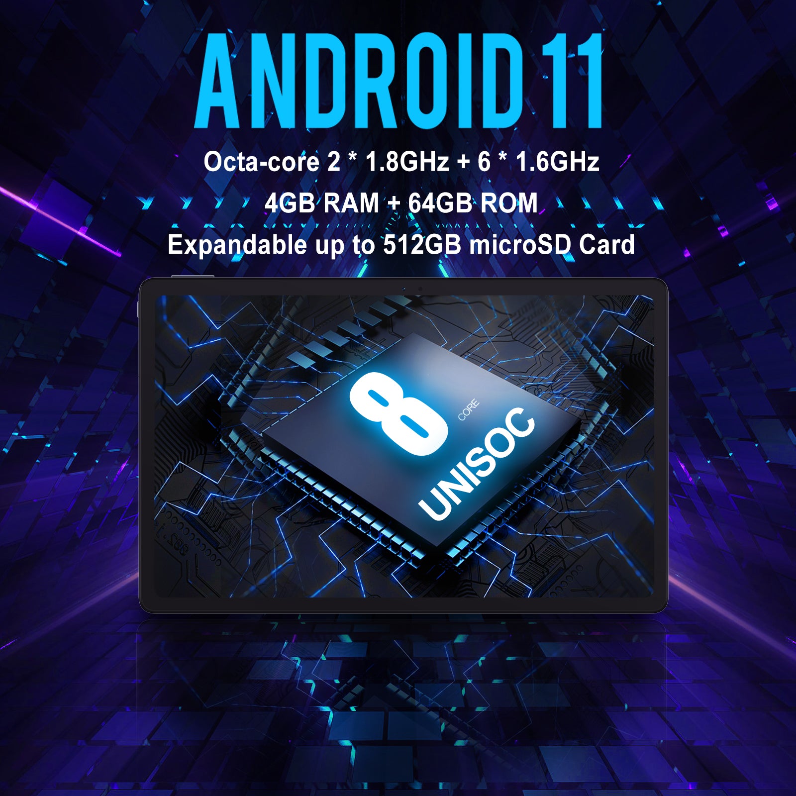 10.36 inch 4G LTE Android 11 Tablet with 4GB+64GB, Octa-core, IPS 2K Display, T20 USB-C WiFi Tablet