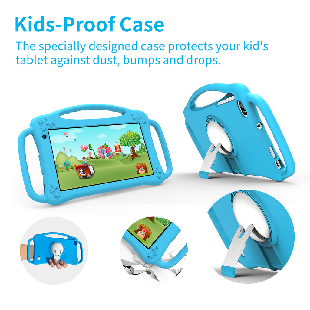 7" Tablet PC For Kids, Quad-core, RAM 2GB, ROM 32GB, Blue Kid-proof case
