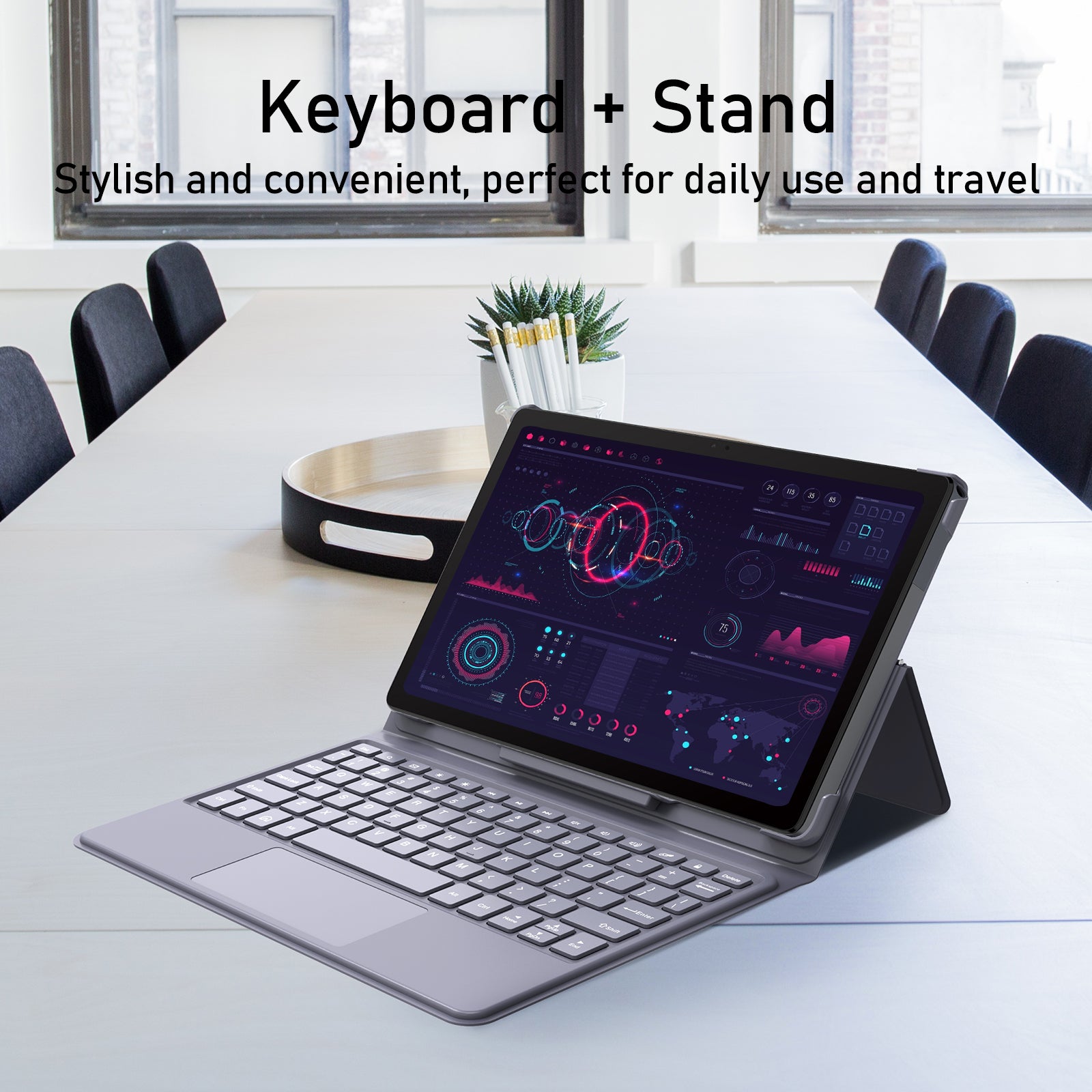 The Keyboard Case for 10.36 inch Tablet, 5 Pin Connection, Thin Light Classy Docking Keyboard (Not Include Tablet)